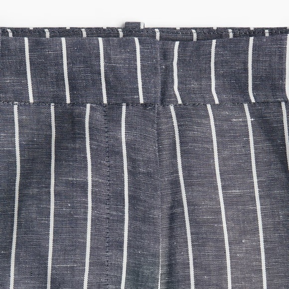 H&M Edition Navy-Blue/Striped Linen Blend Pants - Picture 7 of 10